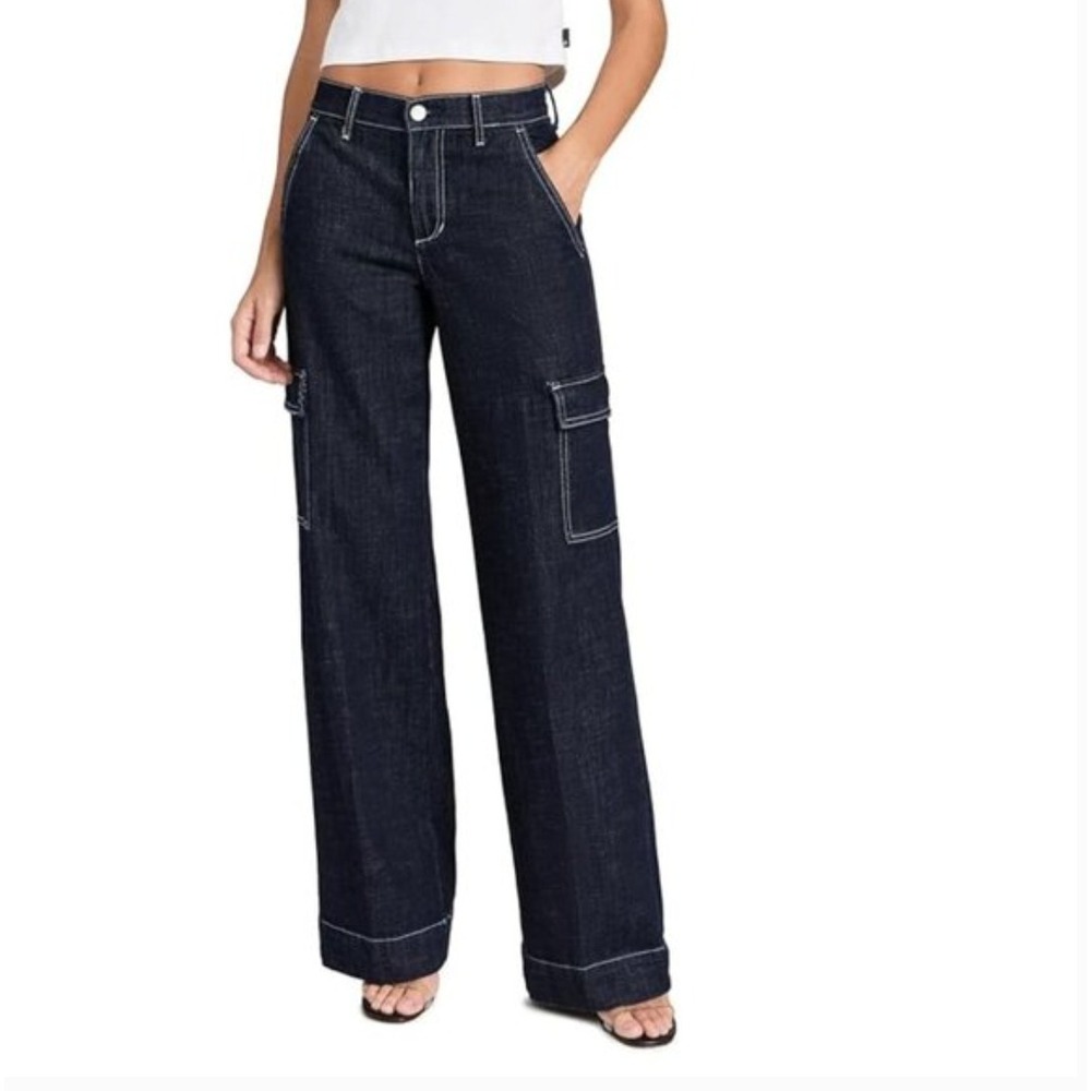 Joe's Jeans Dark Indigo Wide Leg Flare Cargo Jeans